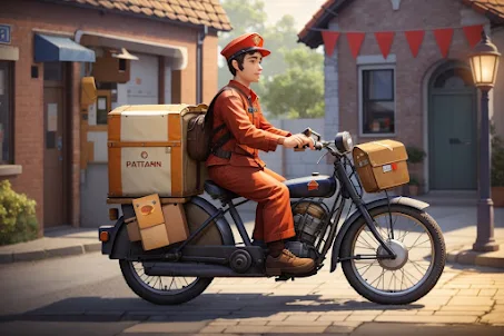 Profession mailman on a bike
