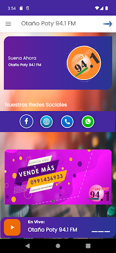 Android application Otaño Poty 94.1 FM screenshort
