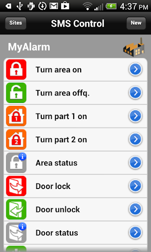 Android application MyAlarm SMS Control screenshort