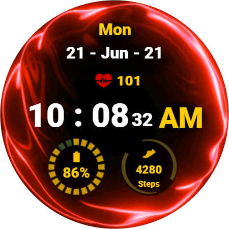 Android application Fluid Red Watch Face screenshort
