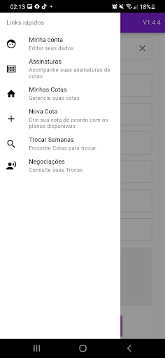Android application Troca de Cotas Smart screenshort