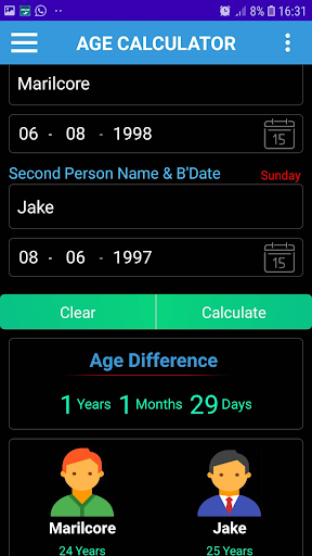 Android application Age Calculator Birthday Remind screenshort