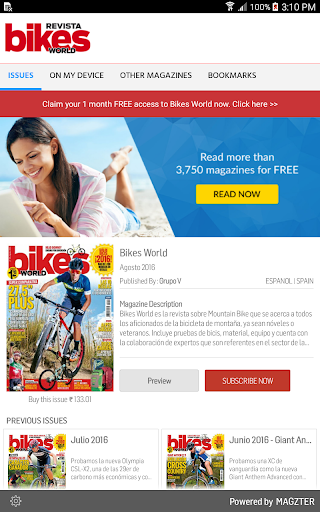 Android application Bikes World Revista screenshort