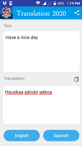 Finnish - English Translator Screen 2