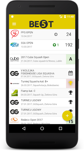 Squash BE5T app Screen 2