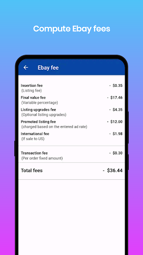 Ebay Payoneer fee calculator Screen 2