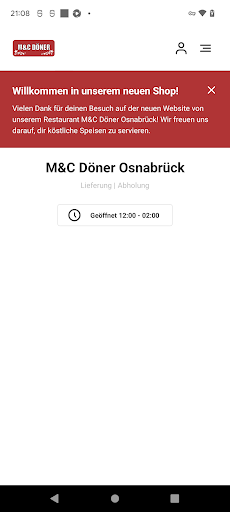 Android application M&C Döner Osnabrück screenshort