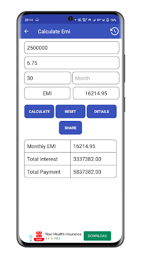 EMI Calculator - Loan & Bankin Screenshot 2 - AppWisp.com