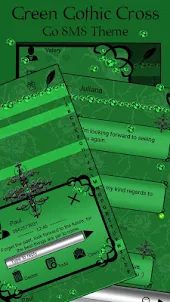 Green Gothic Cross Go SMS Them