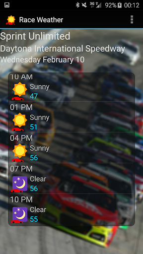 Race Day Weather Screen 2