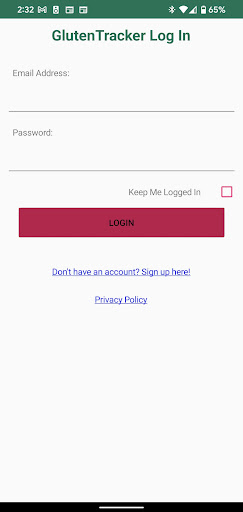 Android application GlutenTracker screenshort