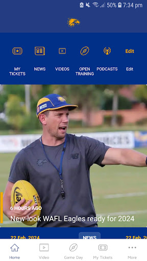Android application West Coast Eagles Official App screenshort