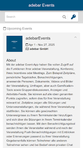 adebar Events Screen 2