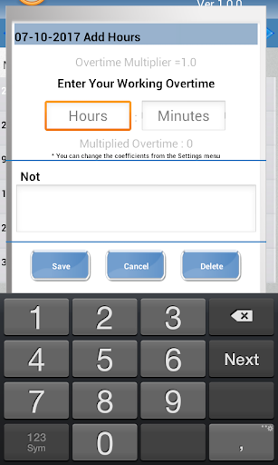 MyOvertimeHours Screen 3
