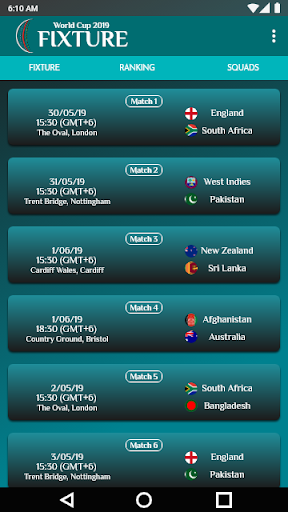 Fixture 2019 World Cup Cricket