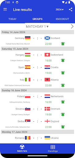 Android application Results for Euro Football 2024 screenshort