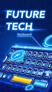 Neon Blue Keyboard - Tech