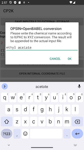 Android application CP2K screenshort