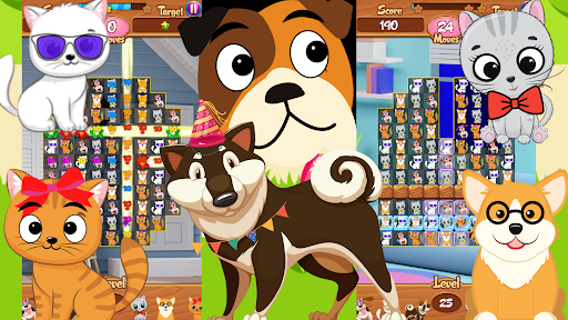 Android application Pets Dogs Cats Kids Pop Match3 screenshort