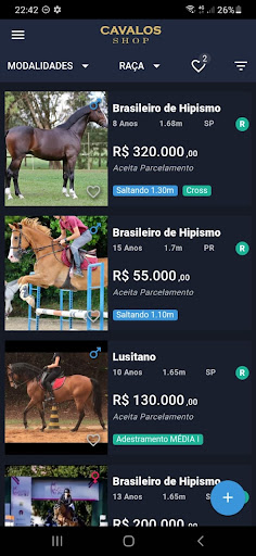 Android application Cavalos Shop screenshort