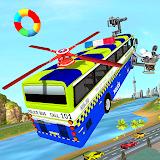 Flying police Bus Public Transport Game 2021 icon