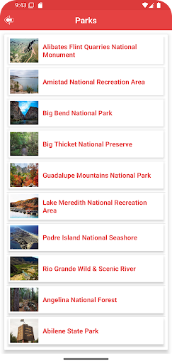 Texas National and State Parks Screen 3