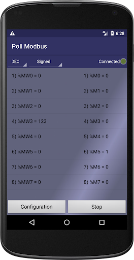 Android application Poll Modbus screenshort