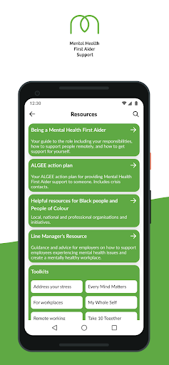 MHFAider Support App Screen 2