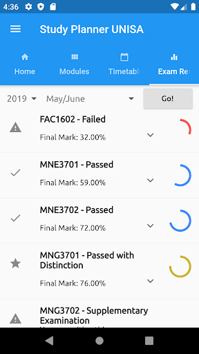 Study Planner UNISA Screen 2