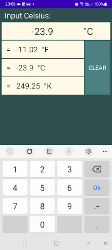 Fahrenheit Celsius Kelvin Screen 2