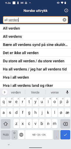 Android application Norske uttrykk screenshort