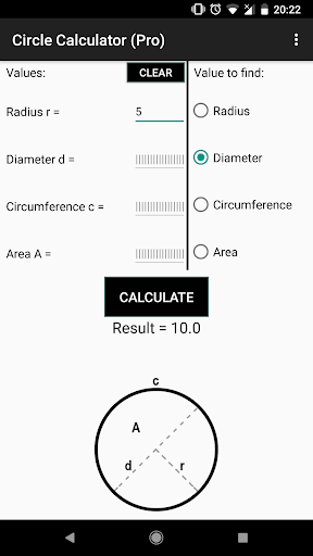 Circle Calculator (Pro) Screen 2