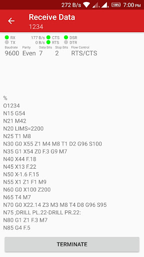 Android application CNC Data Transfer screenshort