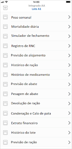 Android application Pioneiro Alimentos screenshort