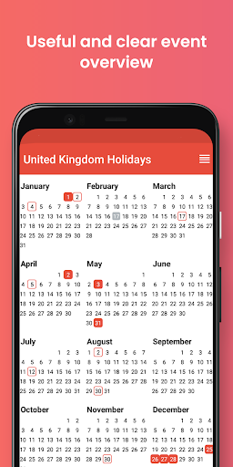 Android application United Kingdom Holidays 2024 screenshort