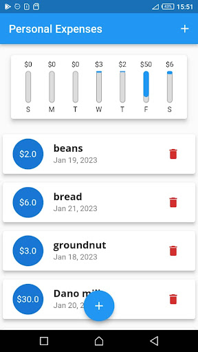 Android application Personal_Expenses screenshort
