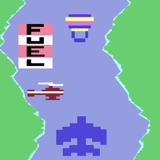 Jogo de avião: River Raid (clássico do Atari) 