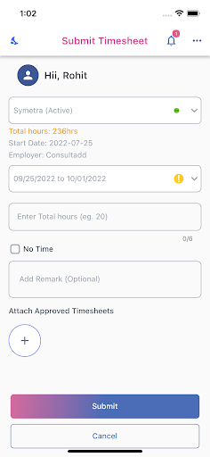 Consultadd Time Track Screen 2