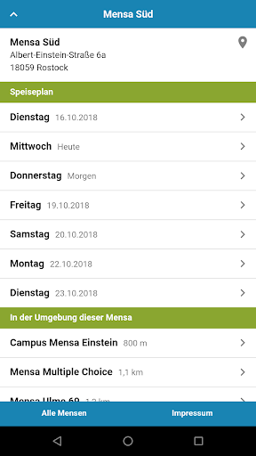 Android application Mensa Rostock screenshort