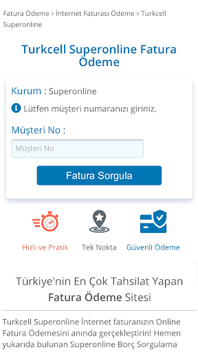 İnternet Faturası Ödeme Screen 2
