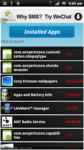 Apps and Battery Info