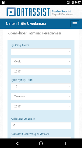 Android application Net Brüt screenshort