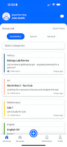 Android application TeamingUp: Uniting Campus Life screenshort