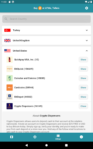 Screenshot of Bitcoin ATM Map – CoinATMRadar
