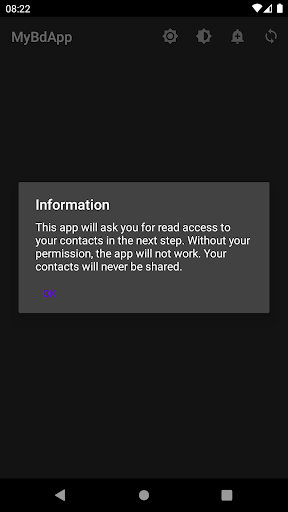 MyBdApp Screen 2
