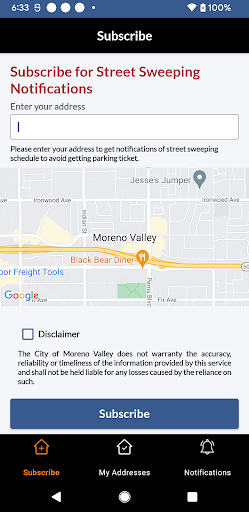 Android application Moreno Valley Street Sweeping screenshort
