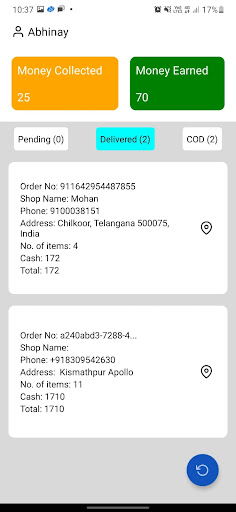 Android application FT Delivery screenshort