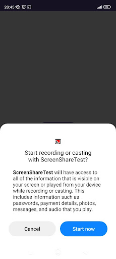 Android application Screen Share screenshort