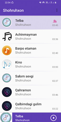 Android application Шохруххон қӯшиқлари screenshort