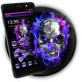Flaming Violet Skull Theme icon